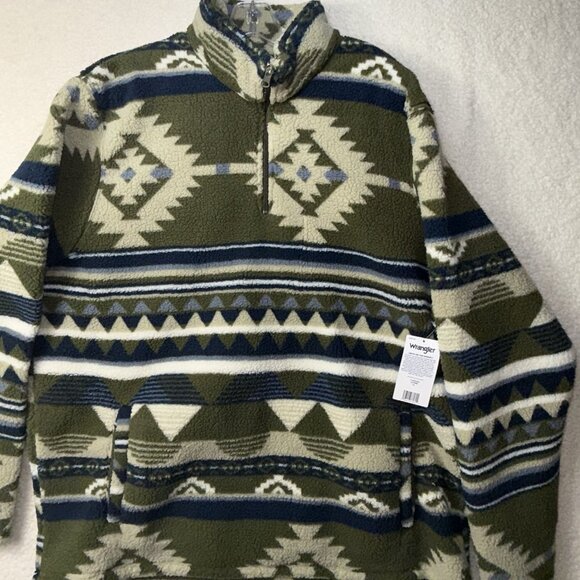WRANGLER 1/4 ZIP SHERPA ALPINE PULLOVER Men’s XL Green Western Cowboy Southwest - Picture 4 of 9